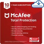 McAfee Total Protection 2024 | 10 Device, 1 Year | Antivirus Internet Security Software | Password Manager & Dark Web Monitoring Included | PC/Mac/Android/iOS | Email Delivery