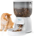 LAMPICK Automatic Cat Feeder, 4L Detachable Cat Food Dispenser for Dry Food Up to 15 Portions(8g/Portion) 6 Meals Per Day, Dual Power Supply Timed Cat Feeders