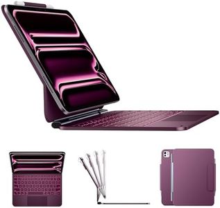 typecase Edge iPad Pro 11 inch Case with Keyboard (M5/ M4), Easy-Set Floating Magnetic Stand with Multi-Touch Trackpad, 11 Colors Backlight, Pencil Holder, Raspberry【NOT for iPad Air】