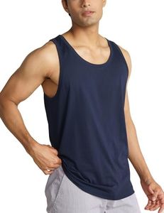DAMENSCH Men Casual Solid Cotton Blend Tank Tops-Pack of 1-Midnight Blue-Large