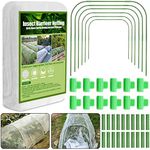 Cludoo 67pcs Garden Mesh Netting Kit,6 Sets Wide Garden Hoops with 10x20 ft Garden Covers Bird Netting& 12 Clips, Garden Protection for Raised Beds Greenhouse Vegetable Plants Flowers Animals