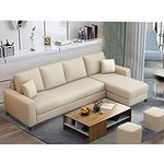 BRAXTON Rolando 5- to 6-Person Sofa L Shape,Sofa Set For Living Room (Cream) Right Side Sofa (Cotton)