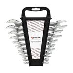 SPARTAN Carbon Steel Open Jaw Spanner Set/Wrench Set/Tool Kit Multipurpose Home Use and Professional Spanners Corrosion Resistant Chrome Plating DOE Jaw Spanners (Silver Set of 10)