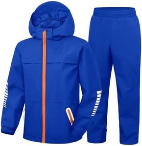 Kids Rain Gear Boys Girls Suit Waterproof Windproof Youth Rain Jacket and Pants Set Windbreak Raincoat for Golf Fishing Hiking Travel School