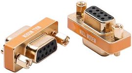 KINGDEE INC Arnorin DB9 Null Modem Adapter Female to Female Slimline Data Transfer Serial Port Adapter Gold Plated 2 Pack