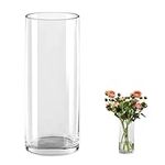 QEEYON Glass Cylinder Vase 30cm Tal