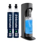 Drinkmate OmniFizz Sparkling Water and Soda Maker, Carbonates Any Drink Not Just Water, Fizzy Drink Maker, Water Carbonator, Sparkling Water Machine, x2 CO2 Cylinders Included, Matt Black