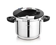 HomeTronix 8 Litre Pressure Cooker with LED Pressure Display, Steamer Basket, Double Side Handles Stainless Steel, Silver with Extra glass Lid