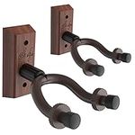 2 Pack Guitar Wall Mount, Ohuhu Guitar Wall Hanger, Walnut Guitar Hook Holder Stand for Bass Electric Acoustic Guitar Ukulele, Gift Idea for Music Lover