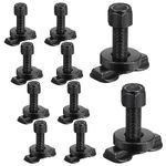 Therwen 10 Pcs L Track Double Lug Threaded Stud Nut Fitting Tie Down Working Load Limit of 2200 LBS Heavy Duty Steel L Track Stud Using with L Track Rail for Trailer Truck Bed Cargo Control