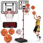 Basketball Hoop for Kids with Stand, Adjustable Height Basketball Hoop with Electronic Scoreboard and LED Light, Indoor Outdoor Backyard Sport Game Gifts Toys for 3 4 5 6 7 8