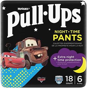 Huggies Pull-Ups, Trainers Night Nappy Pants for Boys, 2-4 Years - Size 5-6+ Pull Up Nappies (18 Training Pants) - Extra Night Time Protection - Support for Consistent Potty Training Routines