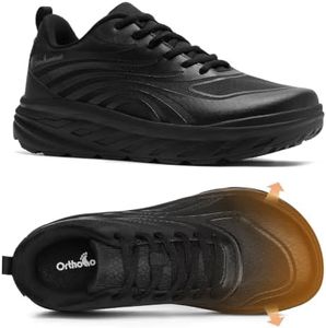 OrthoComfoot Men's Wide Diabetic Orthopedic Footwear, Breathable Arch Support Running Shoes for Swollen Feet and Foot Fatigue, Cushioned for Extended Walking, Black, Size 12