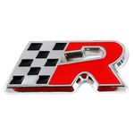 Sakuun Racing Flag R 3D Metal Chrome Sticker Emblem Badge-Stylish Logo for Cars, Bikes & More- Size 5.7x2.5cm- Premium Vehicle Accessory Silver Fire.