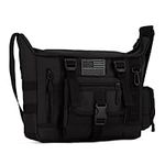 ArcEnCiel Tactical Messenger Bag Men MOLLE Sling Shoulder Pack Briefcase Gear Handbags Utility Carry Satchel with Patch (Black)
