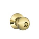 Schlage F51A ORB 605 Orbit Keyed Entry Knob, Bright Brass by Schlage Lock Company