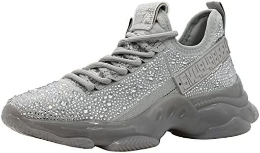 Steve Madden Women's Maxima Sneaker, Grey Rhinestone, 10