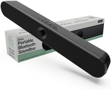 MAJORITY Atlas | Portable Bluetooth Soundbar for PC | 20 Watt Computer Soundbar for Laptop, TV & Projector | 8 Hour Rechargeable Battery Playback | USB, SD Card, AUX & Headphone Jack