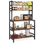 Tribesigns 5-Tier Kitchen Bakers Rack with Hutch, Industrial Microwave Oven Stand, Free Standing Kitchen Utility Cart Storage Shelf Organizer (Rustic Brown)