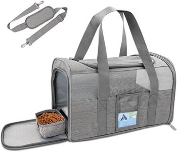 Refrze Pet Carrier Airline Approved, Cat Carriers for Medium Cats Small Cats, Soft Dog Carriers for Small Dogs Medium Dogs, TSA Approved Pet Carrier for Cats Dogs of 15 Lbs, Puppy Carrier,Grey