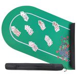 JIGITZ Poker Mat Green and White 70 x 35in Non-Slip Poker Table Game Mat - Card Game Rubber Mat with Black Carrying Case