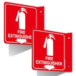 Fire Extinguisher Sign, Fire Extinguisher with Down Arrow ，2Pack - 6" x6 " Acrylic, 2 pre-drilled holes, Includes Matching Screws, Use for Home Office/Business,Fade-Resistant，Easy to Mount