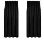 Deconovo Window Treatment Blackout Curtains Rod Pocket Thermal Insulated Decorative Soft Energy Saving Room Darkening Pencil Pleat Curtains for Kid 52 x 63 Inch Black Set of 2