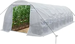 YITAHOME 26'x10'x7' Heavy Duty Greenhouses Large Walk-in Greenhouse Tunnel Green Houses Outdoor Gardening Upgraded Galvanized Steel Stake Ropes Zipper Door 9 Crossbars Garden, White