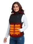 ORORO Women's Heated Vest with 90% Down Insulation and Detachable Hood Heated Gilet for Women with Battery Pack (Black,L)