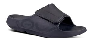 OOFOS womens Ooahh Slide, Black Sport Flex, 8 Women/6 Men