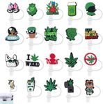 HOOLIKUS 20 Pcs Leaf Series Straw Covers Cap For Stanley Cup, 0.4 IN/10 MM Diameter Cute Straw Topper Compatible With Stanley 30&40 OZ Tumbler