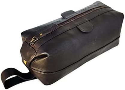 Men's Genuine Leather Toiletry Bag Waterproof Dopp Kit Shaving Bags and Grooming for Travel Groomsmen Gift Men Women Hanging Zippered Makeup Bathroom Cosmetic Pouch Case Make Up kit
