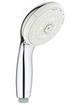 GROHE Tempesta 100 - Hand Shower (Diameter 10 cm, 2 Spray Types, Anti-Limescale System, Universal Mounting System, Min. Recommended Pressure 1.0 Bar, Silicone Ring Prevents Damage), Chrome, 27597001