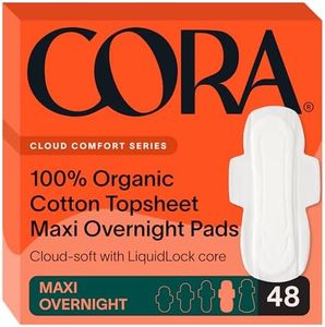 Cora 100% Organic Cotton Topsheet Pads (48 Maxi Overnight Pads)
