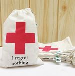 Clarkia (Pack of 12) Funny Favor Bags for Wedding, Shower, Bachelorette - DIY Hangover Kit Bags, I Regret Nothing, red Cross, Bachelor Party, Gift for Guests (6x4 inch)