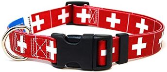 Switzerland Dog Collar | Switzerland Flag | Quick-Release Buckle | Made in NJ, USA | for Small Dogs