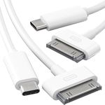 KabelDirekt 30 Pin to USB-C Adapter Cable for iPhone, iPad, iPod - 2×1m, Set of Two (USB-C to Dock Connector Data Cable/Charge/Sync Cable for iPhone 4S/4/3G/3/1, iPad 3/2/1, iPod, White)