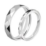 Beydodo Ring for Couples Stainless Steel, Custom Rings Personalized Multi-faceted Ring Silver Women L 1/2 + Men R 1/2