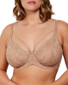 HSIA Minimizer Bras for Women Full Coverage, Unlined Lace Sexy Plus Size Underwire Bra for Large Breasts, Taupe Beige 36G