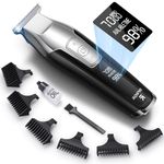 RENPHO Hair Clippers for Men, 4-Speed Beard Trimmer Men Professional Hair Cutting kit, LED Display Cordless Hair Trimmer 0.2mm for Men & Kids, T-Blade Detailer Trimmer 100-240V for Worldwide Travel