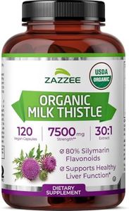 Zazzee USDA Organic Milk Thistle 30:1 Extract, 7500 mg Strength, 120 Vegan Capsules, 80% Silymarin Flavonoids, Standardized and Concentrated 30X Extract, 100% Vegetarian, All-Natural and Non-GMO