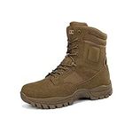 Kervaky Men's military tactical boots work boots combat boots desert boots hiking boots leather boots light boots outdoor boots, Brown, 6.5