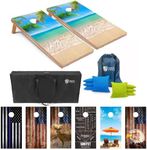 Tailgating Pros American Themed Cornhole Board Set - Official Regulation Size 4'x2' Corn Hole Toss Game w/Set of 8 Bean Bags and Carrying Case - Outdoor Tailgate Yard Game