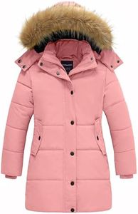 wantdo Girl's Puffer Coats Long Fleece Winter Coats Parka Waterproof Pink 8