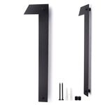 SKLK-SEL 12" Stainless Steel Floating House Number, Metal Modern House Numbers, Garden Door Mailbox Decor Number with Nail Kit, Coated Black,Numbers 1