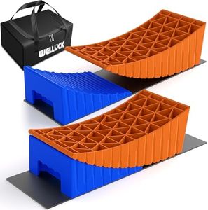 WELLUCK Camper Leveler, RV Leveling Blocks Camper Wheel Chocks Up to 35,000 lbs, 2 Packs Heavy Duty Curved RV Camper Leveler Kit with Anti-Slip Mats for Travel Trailer Easier & Faster Leveling