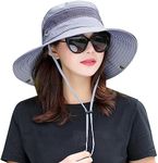 Wide Brim Sun Hat for Men and Women,Floppy Summer UV Bucket Hats Mesh Ventilated Outdoor Fishing Hiking Gardening Beach Lawn Light Grey