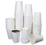 Sunrise Packaging 100 x 8oz White Paper Cups for Hot & Cold Drinks - 240ml | Biodegradable Leak-Resistant Single Wall Disposable Coffee/Tea Drinking Cups