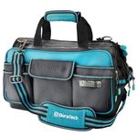 DURATECH Tool Bag 17-inch, 32 Pockets Large Tool Bag, Hard Base Wide Open Mouth Storage Bag, 840D Heavy Duty Tool Bags with Adjustable Shoulder Strap, Suitable for Household and Maintenance Personnel