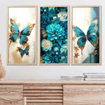 kotart - Premium Digital Painting with Frame for Home Decoration | Vibrant City Painting for Living Room Bedroom Office Room Wall Decor Set of 3 (10x19 inch, B) (E)